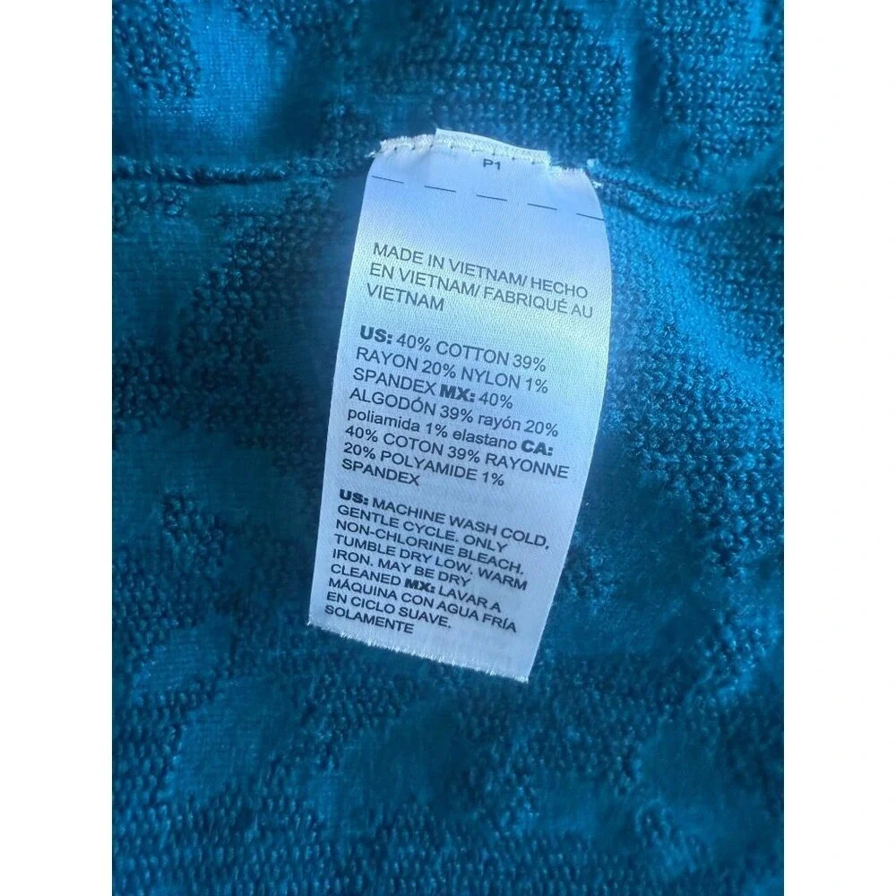 Chicos Long Blue‎ Animal Leopard Print Cardigan Sweater Size L Cotton Cheetah